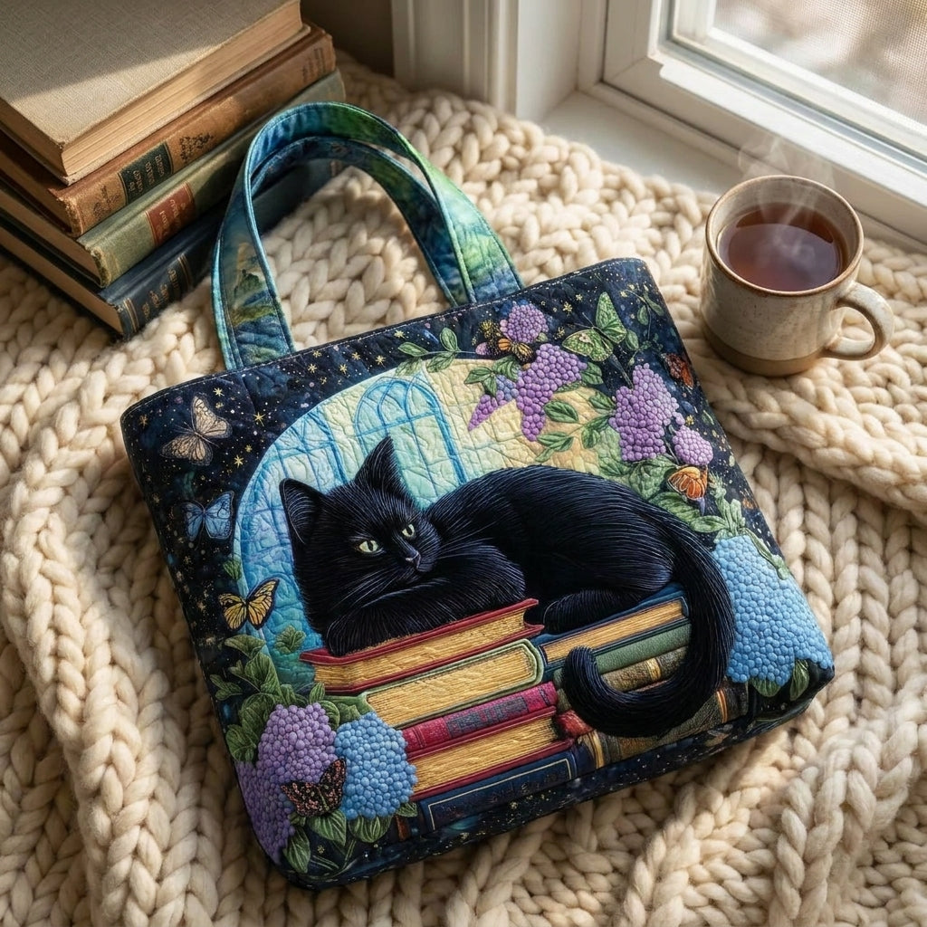 Artisanal Bag - Black Cat on Books — styled