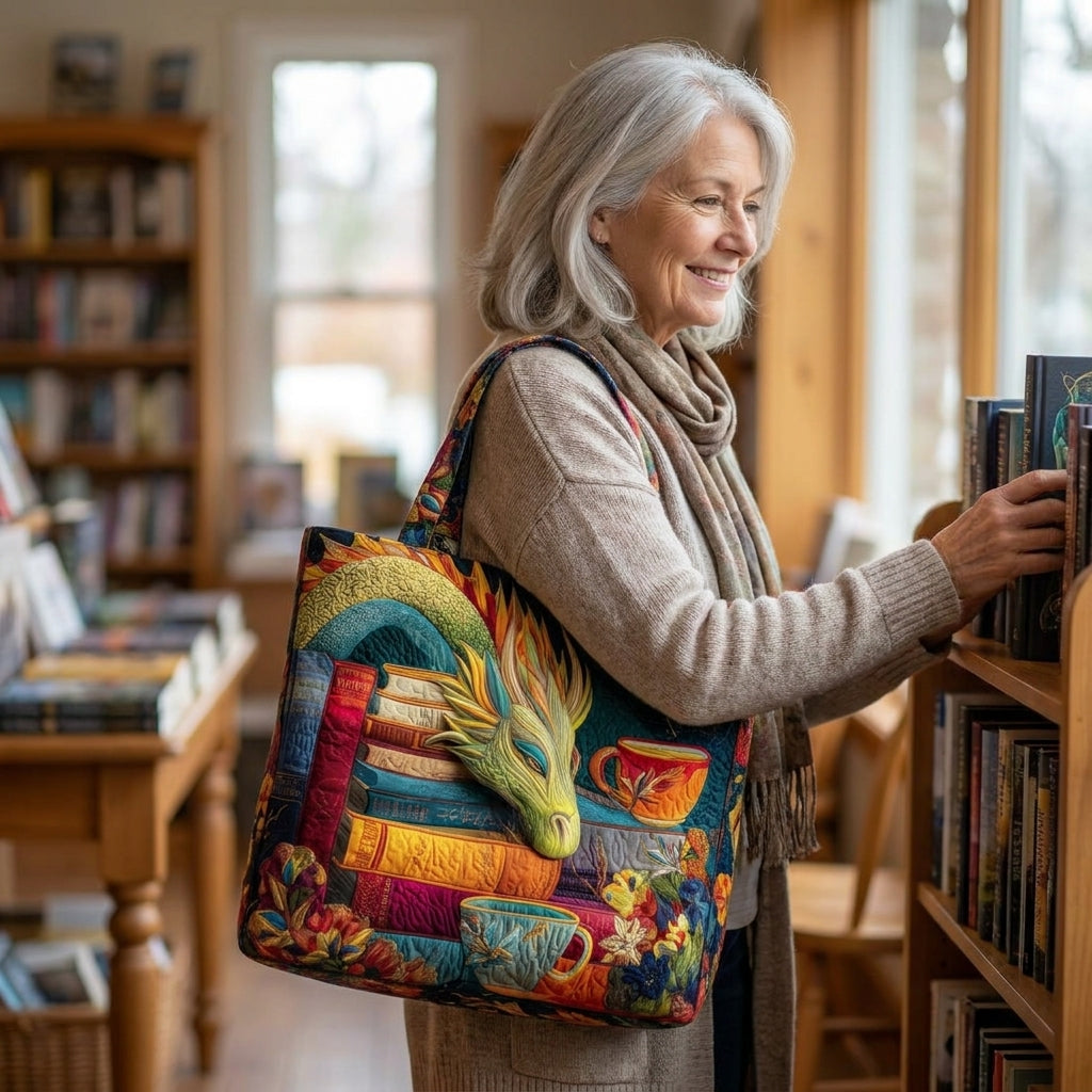 Artisan Bag - Dragon Reader with Books and Mugs — lifestyle