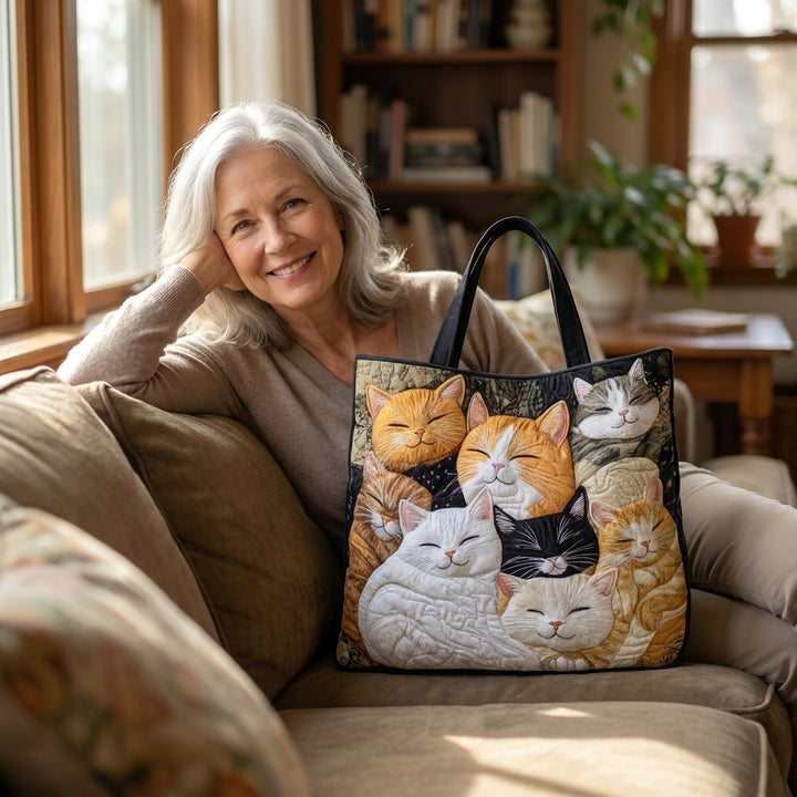 Artisanal Quilted Bag - Sleeping Kittens — lifestyle