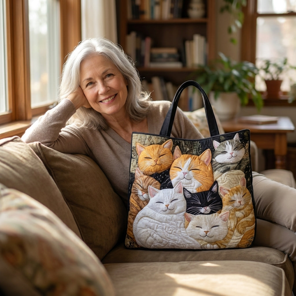 Artisanal Quilted Bag - Sleeping Kittens — lifestyle