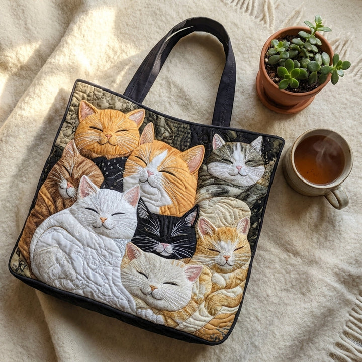 Artisanal Quilted Bag - Sleeping Kittens — styled