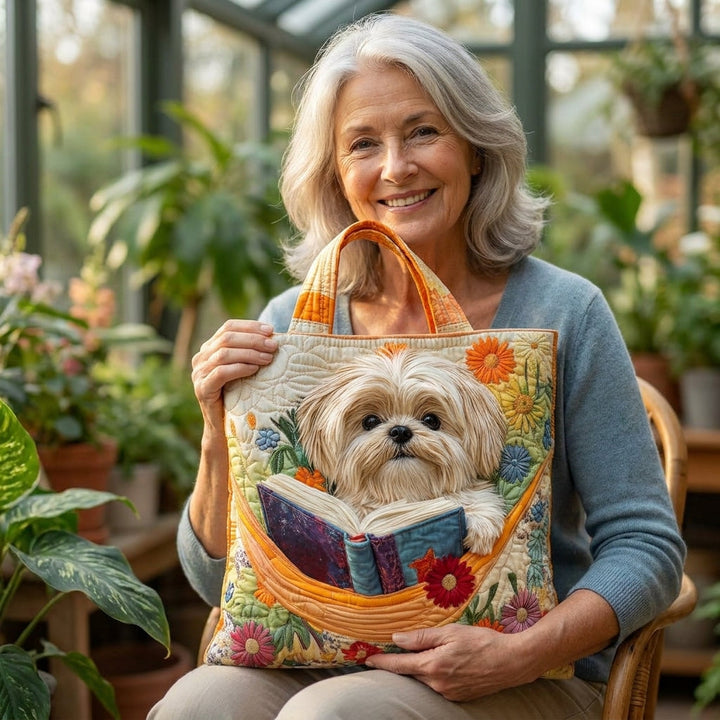 Artisanal Bag - Shih Tzu with Books and Flowers — lifestyle