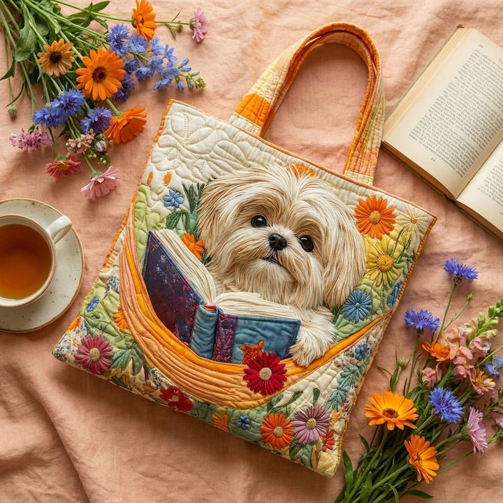 Artisanal Bag - Shih Tzu with Books and Flowers — styled