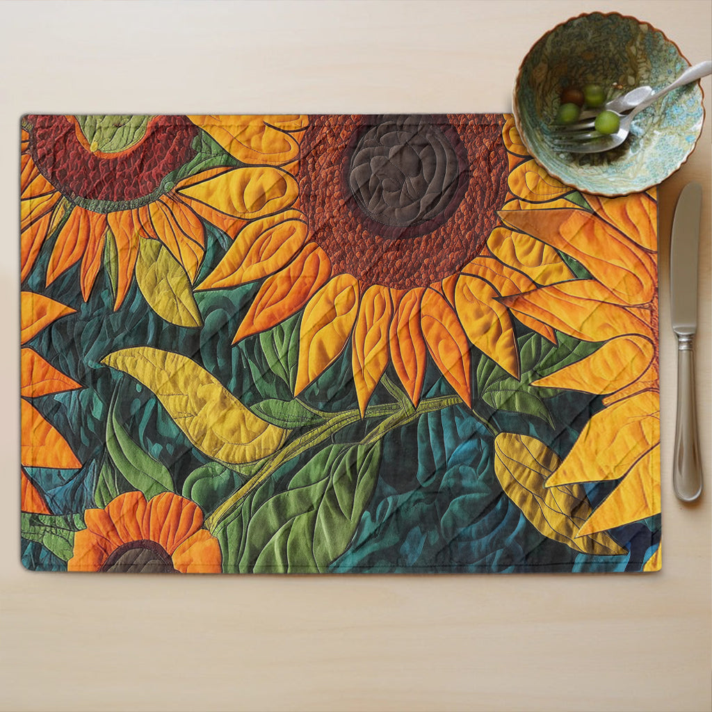 Elegant Sunflower Quilted Place Mat