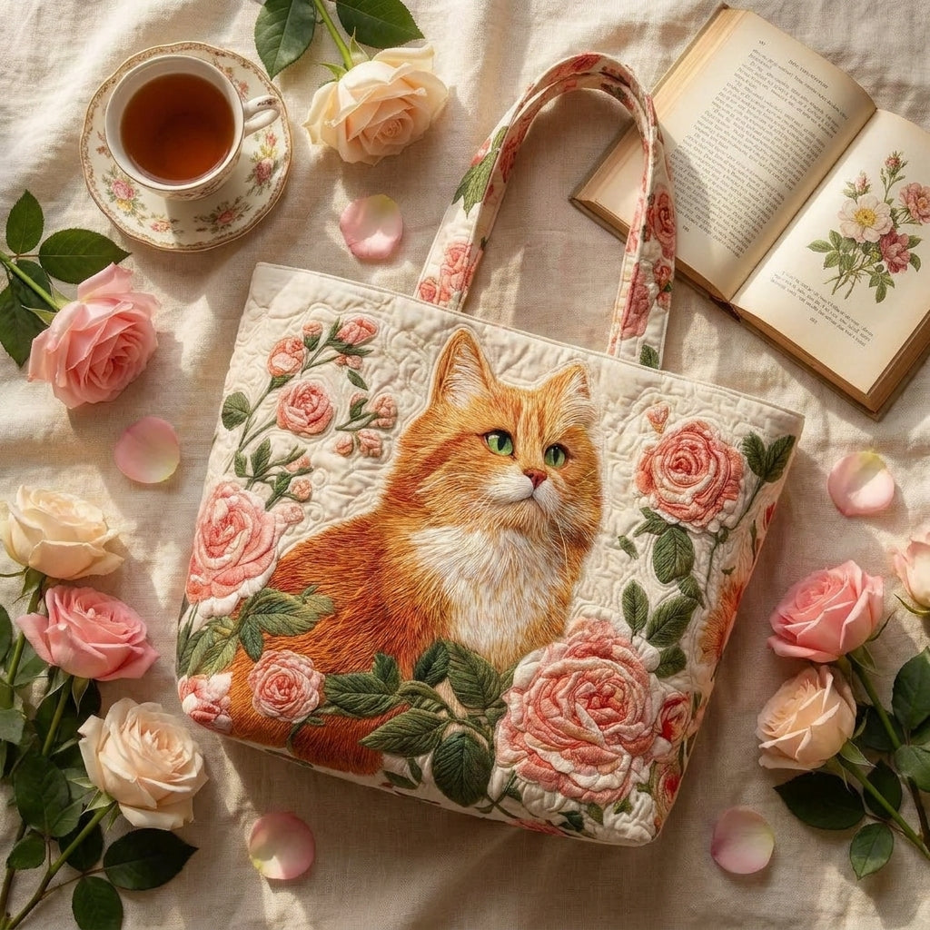 Artisan Bag - Orange Cat with Roses — styled