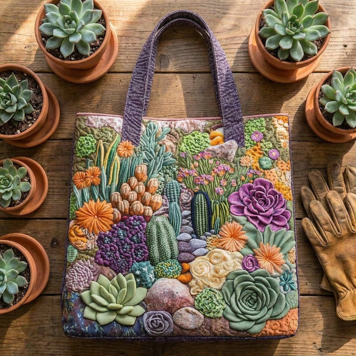 Artisanal Tote Bag - Succulent Garden — styled