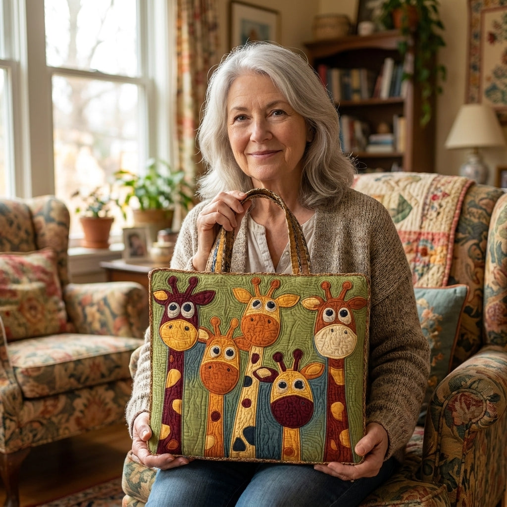 Quilted Tote Bag - Giraffe — lifestyle