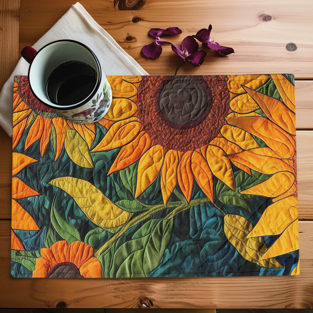 Elegant Sunflower Quilted Place Mat
