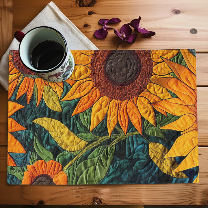 Elegant Sunflower Quilted Place Mat