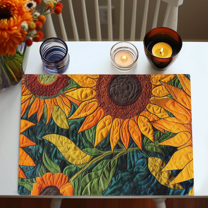 Elegant Sunflower Quilted Place Mat
