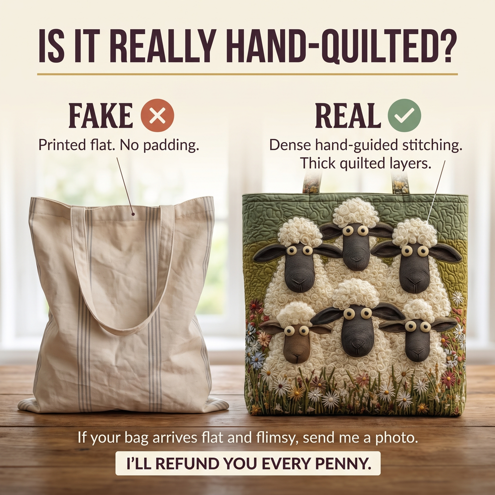 Artisan Bag - Five Sheep — hand-quilted authenticity check