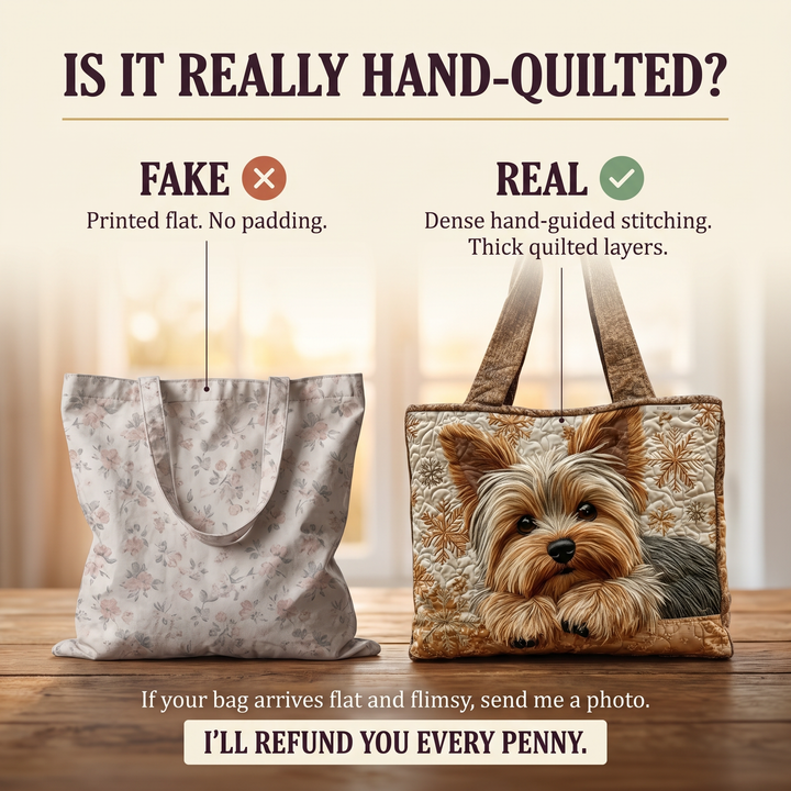 Artisanal Bag - Adorable Yorkshire — hand-quilted authenticity check
