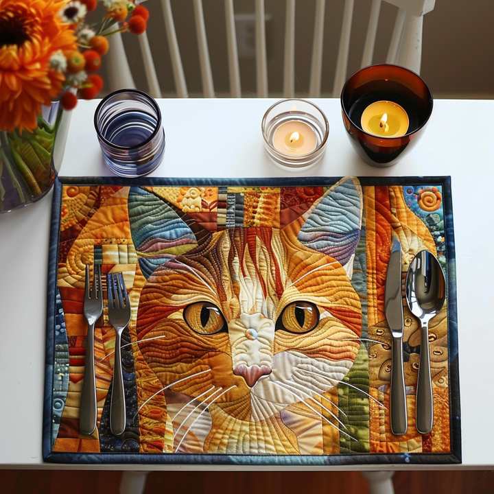 Abstract Mosaic Cat Quilted Placemat