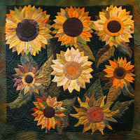 Amber Sunflower Delight Quilted Blanket