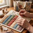 Artisan Quilted Bag - Books and Flowers 4