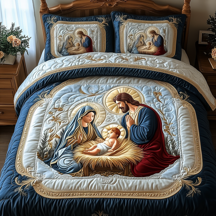 Christmas 3-Piece Quilted Bedding Set