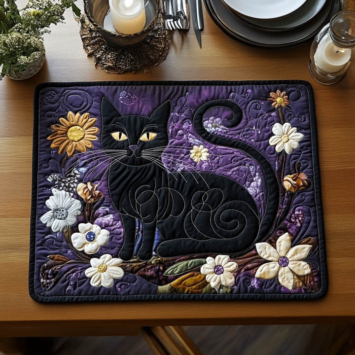 Black Cat Magic Quilted Placemat