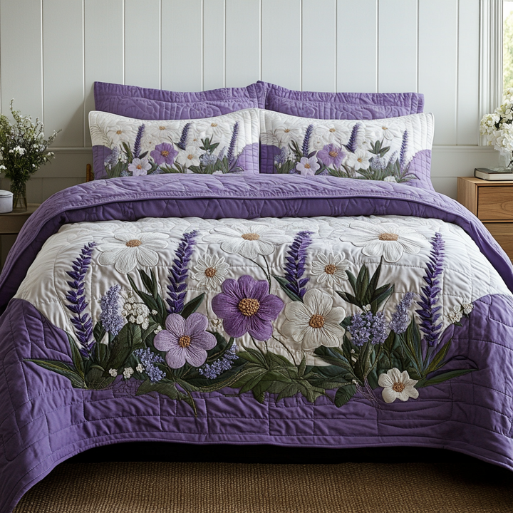 Lavender 3-Piece Quilted Bedding Set