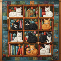 Bookish Cats Quilted Blanket