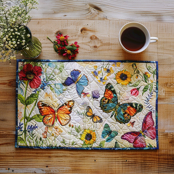 Butterfly Oasis in Bloom Quilted Placemat