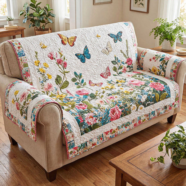 Butterfly Garden Dream Quilted Sofa Cover