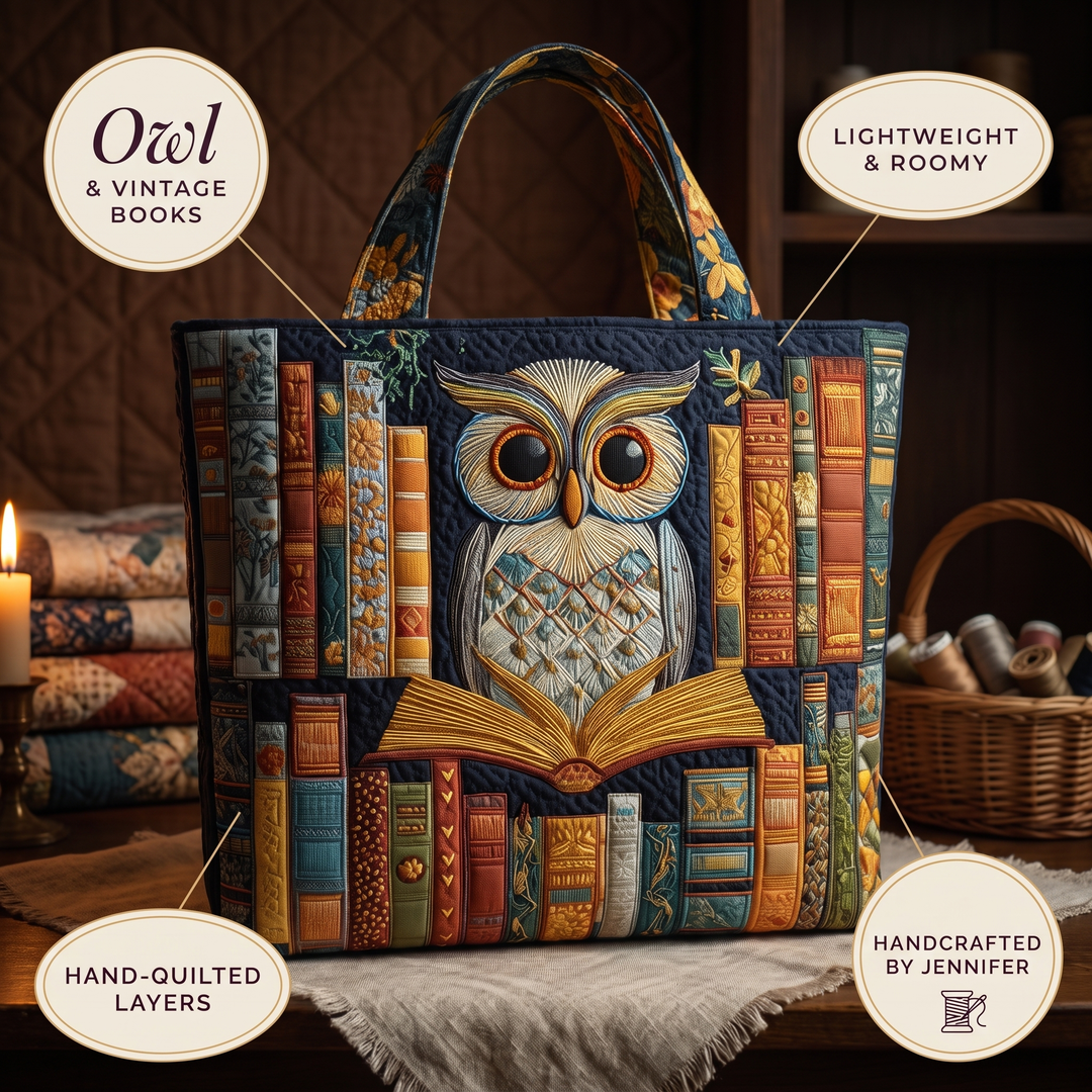 Artisan Tote - Owl and Vintage Books — details