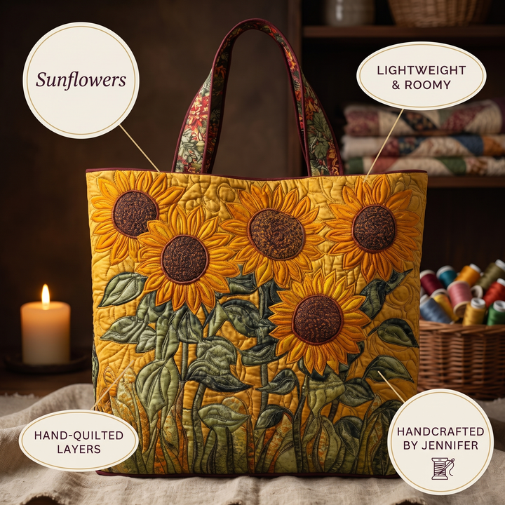 Classic Quilted Bag - Sunflowers — details