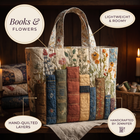 Artisan Quilted Bag - Books and Flowers 5