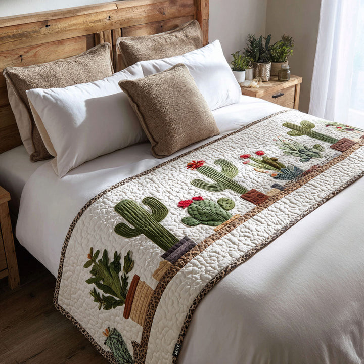 Cactus Quilted Bed Runner