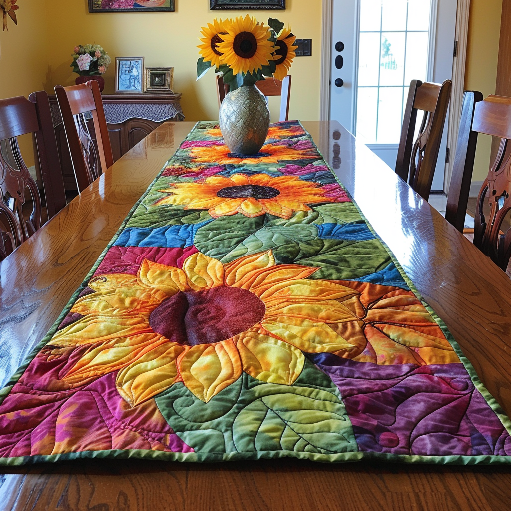 Sunflower Quilted Table Runner