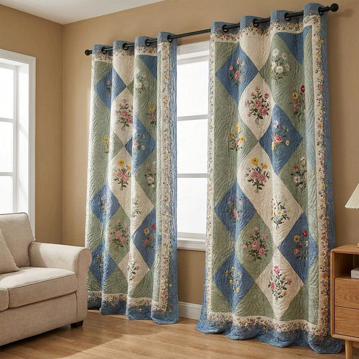 Cottage Diamond Quilted Curtains
