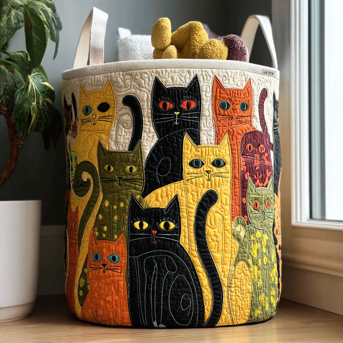 Cat Quilted Laundry Basket