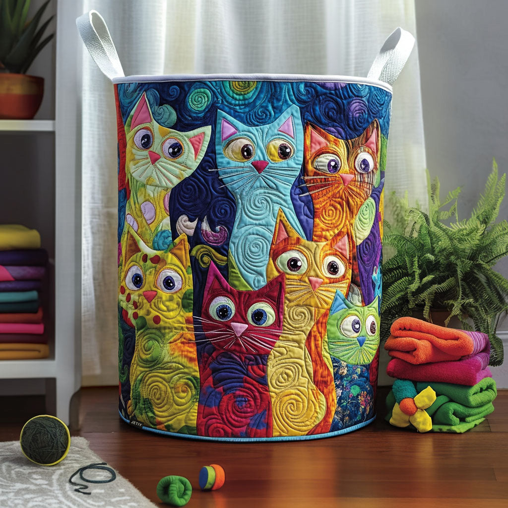 Cat Quilted Laundry Basket