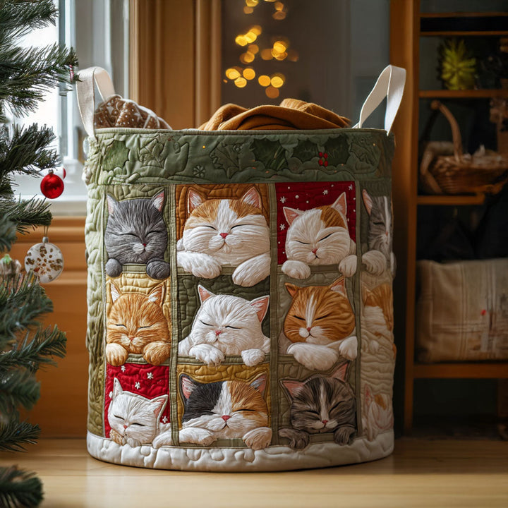 Cozy Cat Quilted Laundry Basket