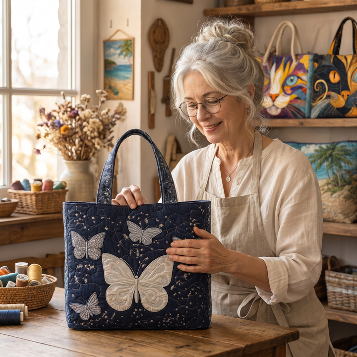 Artisanal Bag - Silver Butterfly — handcrafted by Jennifer