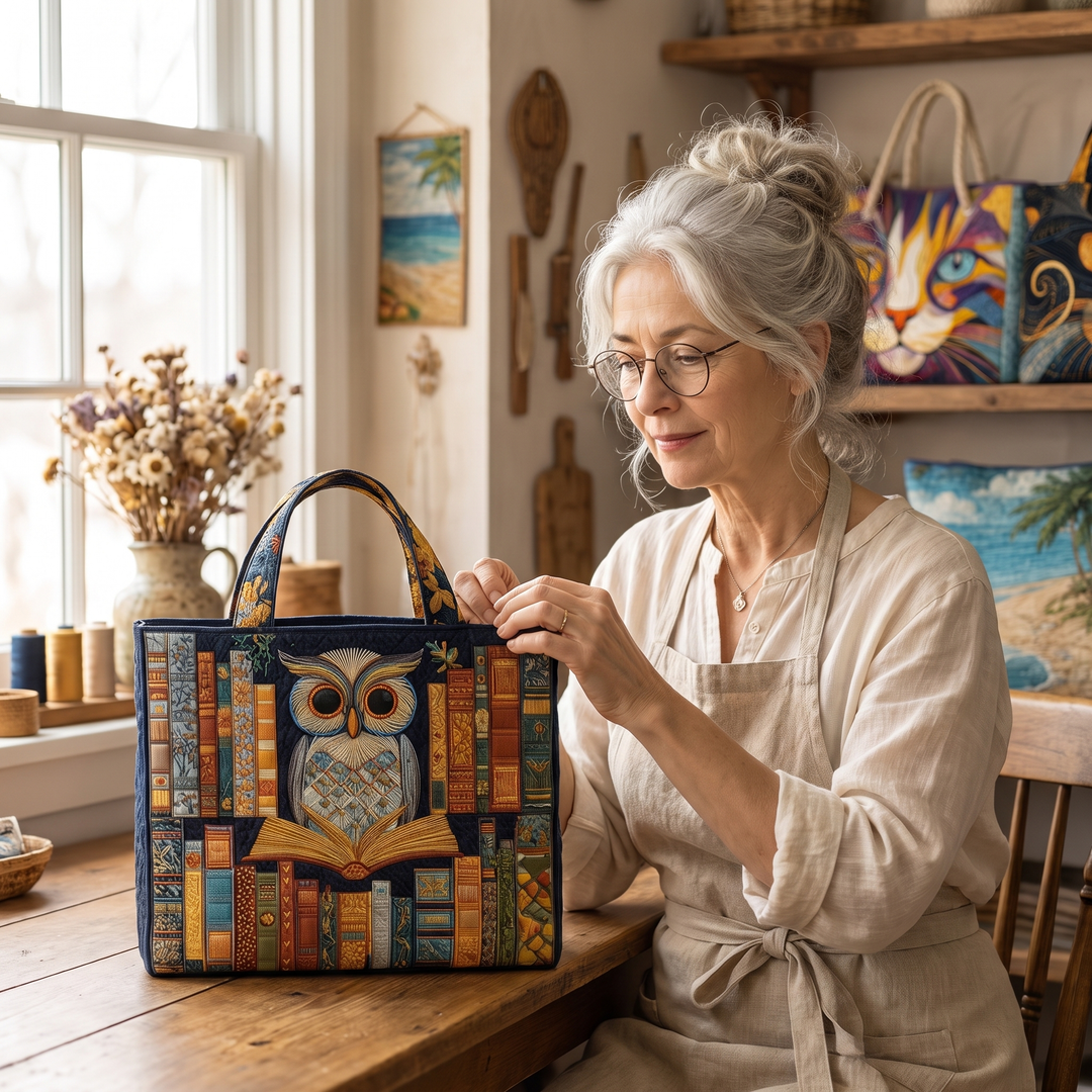 Artisan Tote - Owl and Vintage Books — handcrafted by Jennifer