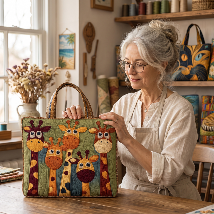 Quilted Tote Bag - Giraffe — handcrafted by Jennifer