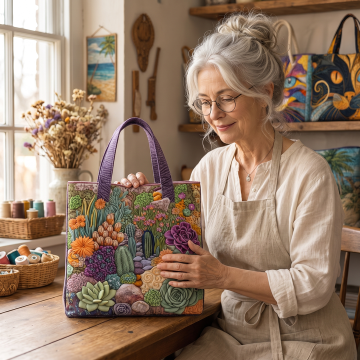 Artisanal Tote Bag - Succulent Garden — handcrafted by Jennifer