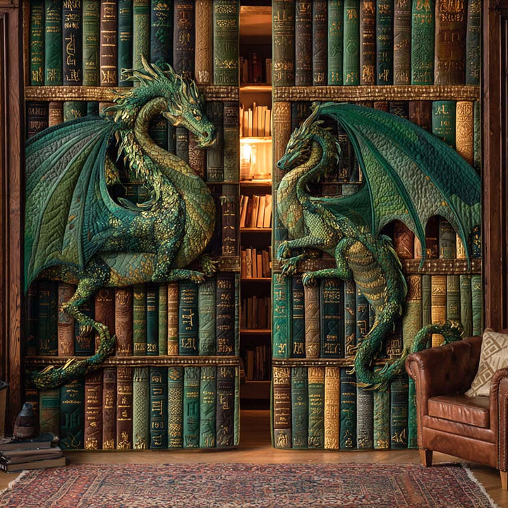 Emerald Tower Wyrms Quilted Curtains