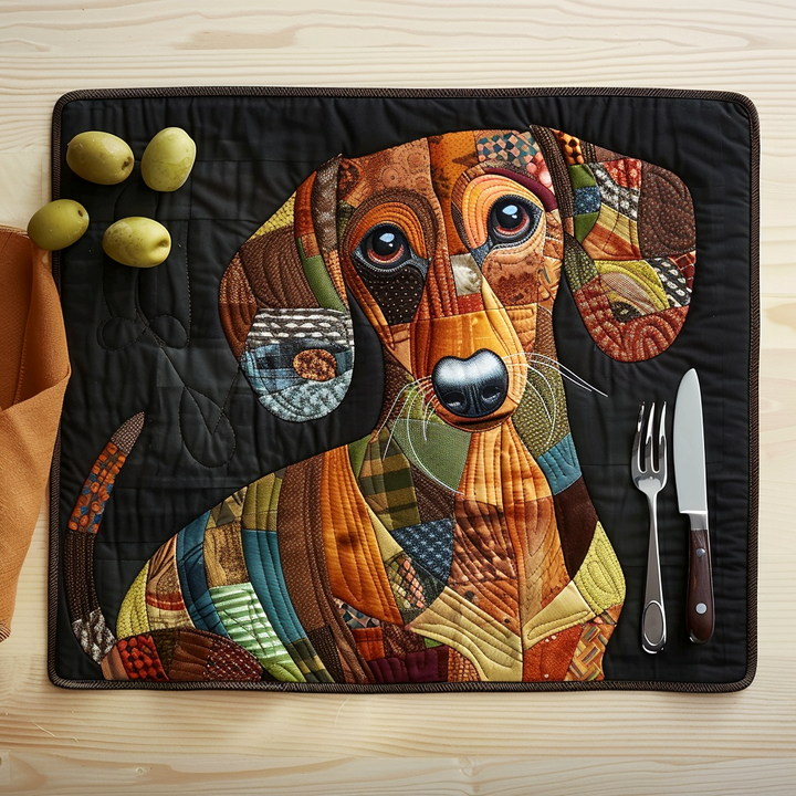 Faithful Friend Autumn Dachshund Quilted Placemat
