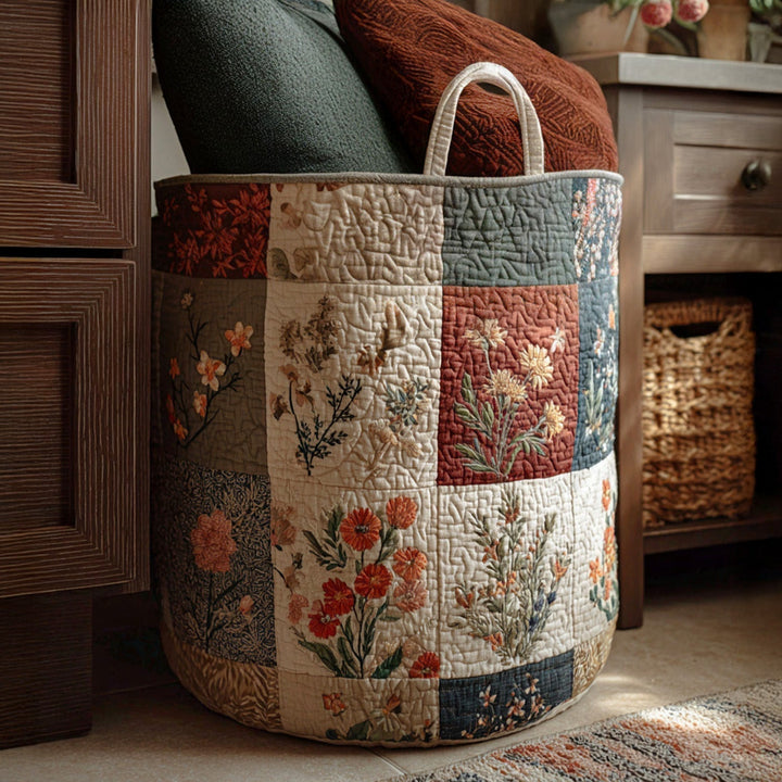 Flower Quilted Laundry Basket