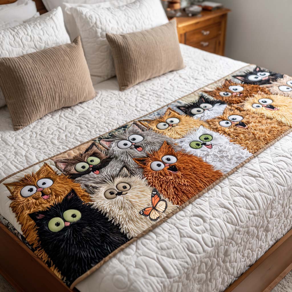 Funny Cats Quilted Bed Runner