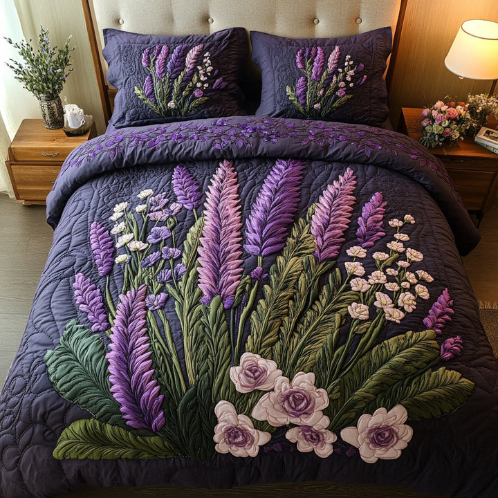 Lavender 3-Piece Quilted Bedding Set