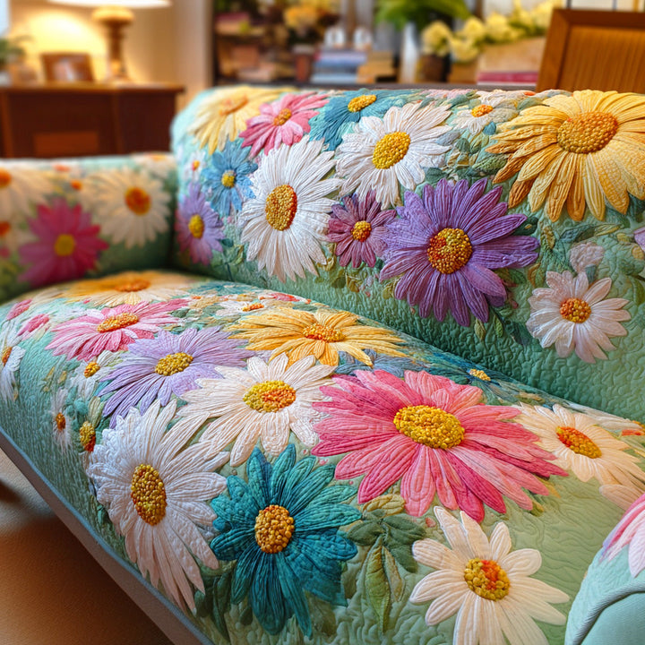 Gentle Bloom Field Quilted Sofa Cover