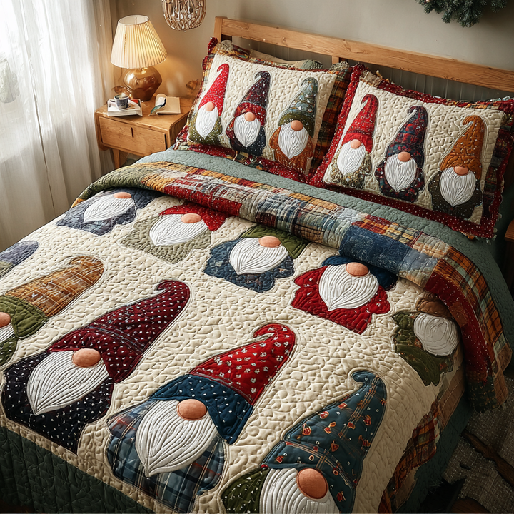 Gnome 3-Piece Quilted Bedding Set