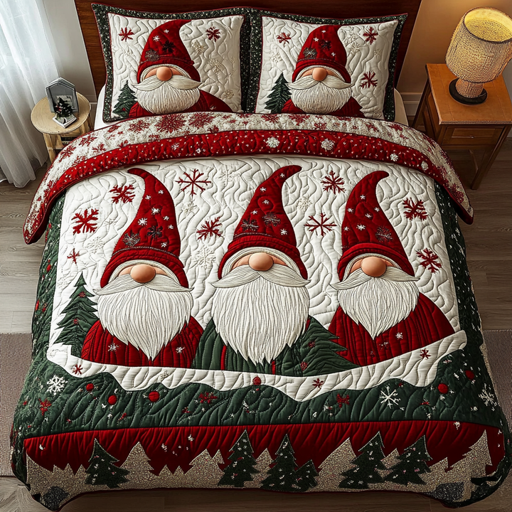 Gnome 3-Piece Quilted Bedding Set