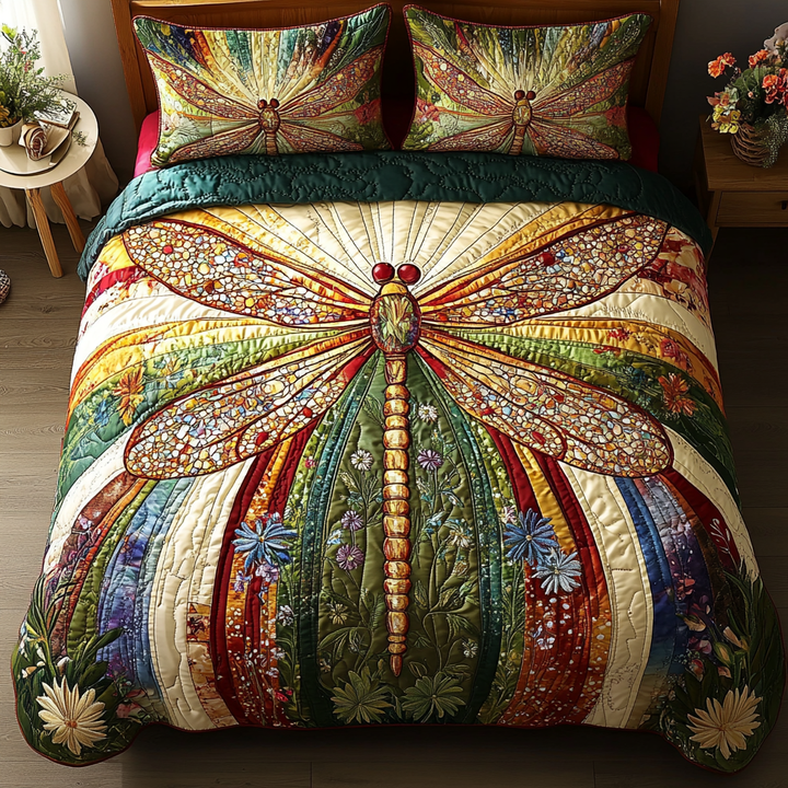 Dragonfly 3-Piece Quilted Bedding Set