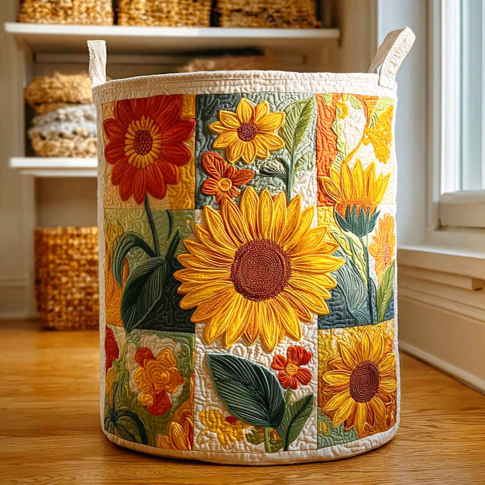 Sunflower Quilted Laundry Basket