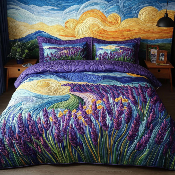 Lavender 3-Piece Quilted Bedding Set