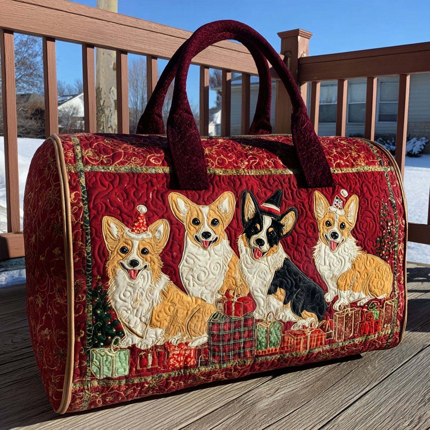 Merry Corgmas Quilted Duffle Bag – Jennifer Bags